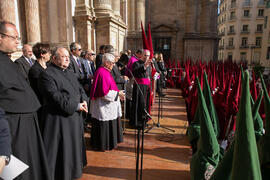 Jesús Catalá Ibáñez y José Ángel Narváez. Acto de la Hermandad de los Estudiantes en la Catedral. Plaza del Obispo, Málaga. Abril de 2019