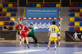 Partido Rusia - Japón. Categoría masculina. Campeonato del Mundo Universitario de Balonmano. Antequera. Junio de 2016
