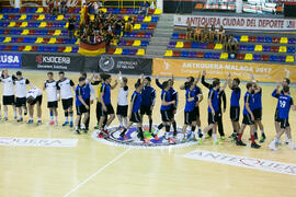 Partido Universidad de Frankfurt - Universidad Duisburg-Essen. Categoría masculina. Campeonato Europeo Universitario de Balonmano. Antequera. Julio de 2017