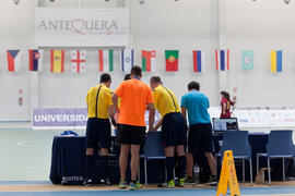 Partido Brasil contra Portugal. 14º Campeonato del Mundo Universitario de Fútbol Sala 2014 (FUTSAL). Antequera. Julio de 2014