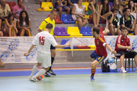 Partido España contra Bielorrusia. 14º Campeonato del Mundo Universitario de Fútbol Sala 2014 (FUTSAL). Antequera. Julio de 2014