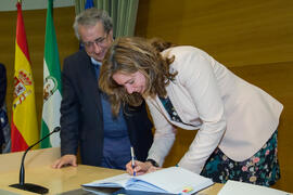 Toma de Posesión de Raquel Barco Moreno como nueva catedrática del Departamento de Ingeniería de Comunicaciones de la Universidad de Málaga. Edificio del Rectorado. Febrero de 2018