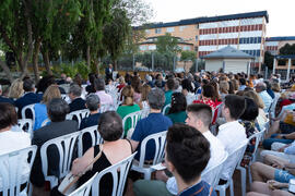 Intervención de José Ángel Narváez. Homenaje al personal jubilado o que cumple 25 años de servicio en la Universidad de Málaga. Jardín Botánico. Junio de 2019
