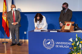 Toma de posesión de Juana María Rosas Martínez como nueva profesora titular del Área de Ingeniería Química de la Universidad de Málaga. Paraninfo. Diciembre de 2021