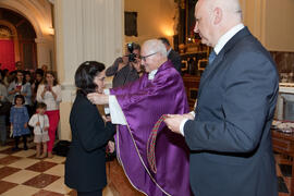 Entrega de medallas de la Cofradía de los Estudiantes. Misa de Lunes Santo. Iglesia de San Agustín. Abril de 2014