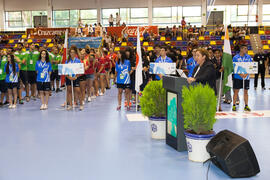 Intervención de Rosaura Méndez. Ceremonia de apertura del Campeonato del Mundo Universitario de Balonmano. Antequera. Junio de 2016