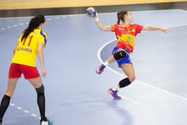 Partido Rumanía - España. Categoría femenina. Campeonato del Mundo Universitario de Balonmano. Antequera. Julio de 2016