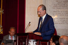Intervención de Francisco de la Torre en la entrega de la Medalla de la Ciudad y el título de Hijo Predilecto a Eugenio Chicano. Ayuntamiento de Málaga. Octubre de 2014