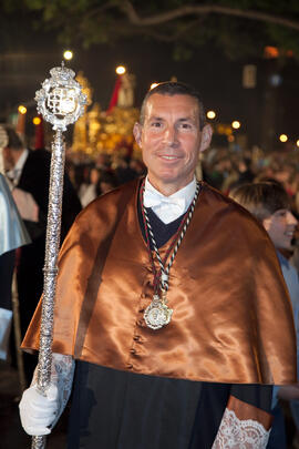 Antonio Jesús Vallecillo Moreno en el desfile procesional de la Hermandad de los Estudiantes. Málaga. Abril de 2014