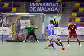 Partido Brasil contra Bielorrusia. 14º Campeonato del Mundo Universitario de Fútbol Sala 2014 (FUTSAL). Antequera. Julio de 2014