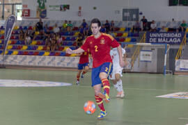 Partido España contra Bielorrusia. 14º Campeonato del Mundo Universitario de Fútbol Sala 2014 (FUTSAL). Antequera. Julio de 2014