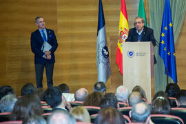 Intervención de José Ángel Narváez en la Toma de Posesión de los nuevos catedráticos de la Universidad de Málaga. Edificio del Rectorado. Febrero de 2018