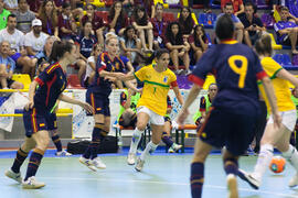 Partido Brasil contra España. 14º Campeonato del Mundo Universitario de Fútbol Sala 2014 (FUTSAL). Antequera. Julio de 2014
