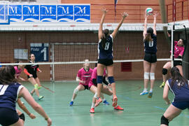 Partido femenino Universidad de Málaga - Universidad de A Coruña. Campeonato de España Universitario de Voleibol. Complejo Polideportivo Universitario. Abril de 2018