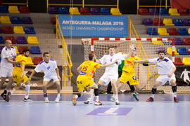 Partido Rusia - España. Categoría masculina. Campeonato del Mundo Universitario de Balonmano. Antequera. Junio de 2016
