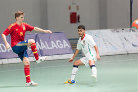 Partido España contra Portugal. 14º Campeonato del Mundo Universitario de Fútbol Sala 2014 (FUTSAL). Antequera. Julio de 2014