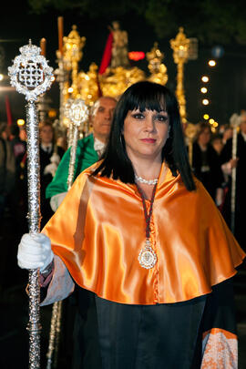 Representante de la Universidad de Málaga en el desfile procesional de la Hermandad de los Estudiantes. Málaga. Abril de 2014