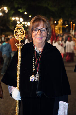 Adelaida de la Calle en el desfile procesional de la Hermandad de los Estudiantes. Málaga. Abril de 2014