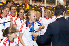 Medalla de bronce para Rusia. Acto de clausura y entrega de medallas. 14º Campeonato del Mundo Universitario de Fútbol Sala 2014 (FUTSAL). Antequera. Julio de 2014