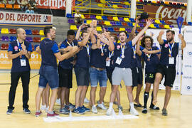 Universidad de Montpellier tercer clasificado en la categoría masculina. Ceremonia de clausura del Campeonato Europeo Universitario de Balonmano. Antequera. Julio de 2017