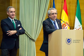 Intervención de José Ángel Narváez en la Toma de Posesión de los nuevos profesores titulares y directores de secretariado de la Universidad de Málaga. Edificio del Rectorado. Febrero de 2018
