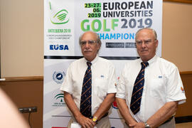Foto de grupo tras la reunión técnica. Campeonato Europeo de Golf Universitario. Antequera. Junio de 2019