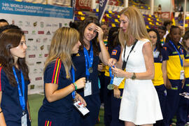 Medalla de plata para España. Acto de clausura y entrega de medallas. 14º Campeonato del Mundo Universitario de Fútbol Sala 2014 (FUTSAL). Antequera. Julio de 2014