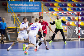 Partido Rusia - Egipto. Categoría masculina. Campeonato del Mundo Universitario de Balonmano. Antequera. Julio de 2016
