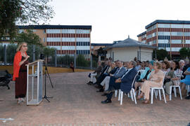 Intervención de Adelaida de la Calle. Homenaje al personal jubilado o que cumple 25 años de servicio en la Universidad de Málaga. Jardín Botánico. Junio de 2019