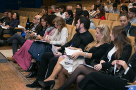 Asistentes a la conferencia de Joan Plaza ‘Patologías del liderazgo’. Seminario "Emprende 21. Territorio y Emprendimiento". Paraninfo. Noviembre de 2018