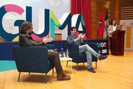 Ignacio Rivas y César Bona en el coloquio "Dialogando". Facultad de Derecho. Enero de 2017