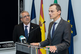 Pedro Duque en rueda de prensa. Edificio del Rectorado. Junio de 2018