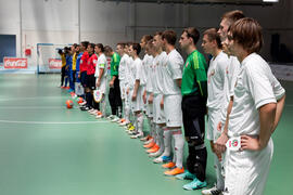 Jugadores de Bielorrusia y Azerbaiyán. Partido Bielorrusia contra Azerbaiyán. 14º Campeonato del Mundo Universitario de Fútbol Sala 2014 (FUTSAL). Antequera. Julio de 2014