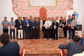 Entrega de premios, de parte de FISU, de la Universidad de Málaga, del ayuntamiento de Antequera y del Comité Organizador. 14º Campeonato del Mundo Universitario de Fútbol Sala 2014 (FUTSAL). Antequera. Julio de 2014