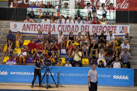 Vista de la grada. Partido Rumanía - España. Categoría femenina. Campeonato del Mundo Universitario de Balonmano. Antequera. Julio de 2016