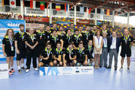 España tercera clasificada en la categoría masculina. Ceremonia de clausura del Campeonato del Mundo Universitario de Balonmano. Antequera. Julio de 2016