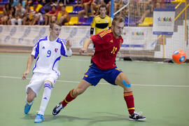 Partido España contra Eslovaquia. 14º Campeonato del Mundo Universitario de Fútbol Sala 2014 (FUTSAL). Antequera. Julio de 2014