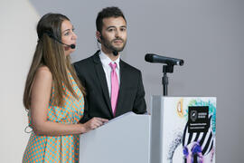 María Guerrero y Guillermo Villalobos. Gala del Deporte Universitario 2018. Escuela Técnica Superior de Ingeniería de Telecomunicaciones. Junio de 2018