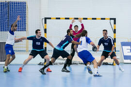 Partido Universidad de Málaga - Universidad de Barcelona. Categoría masculina. Campeonato Europeo Universitario de Balonmano. Antequera. Julio de 2017