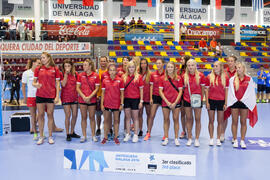 Polonia tercera clasificada en la categoría femenina. Ceremonia de clausura del Campeonato del Mundo Universitario de Balonmano. Antequera. Julio de 2016