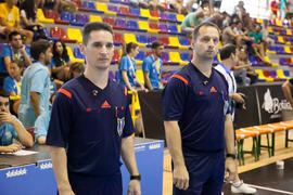 Árbitros del partido Rusia - España. Categoría masculina. Campeonato del Mundo Universitario de Balonmano. Antequera. Junio de 2016