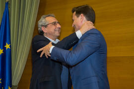 Toma de Posesión de José Antonio Aguado Sánchez como nuevo catedrático del Departamento de Ingeniería Eléctrica de la Universidad de Málaga. Edificio del Rectorado. Febrero de 2018