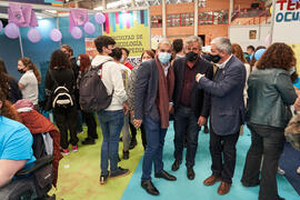 Antonio María Lara, José Francisco Murillo y Diego Vera. Jornada de Puertas Abiertas de la Universidad de Málaga. Complejo Polideportivo Universitario. Marzo de 2022