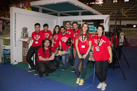 Estand de la Escuela Técnica Superior de Ingeniería de Telecomunicación. Jornadas de Puertas Abiertas de la Universidad de Málaga. Complejo Polideportivo Universitario. Abril de 2015
