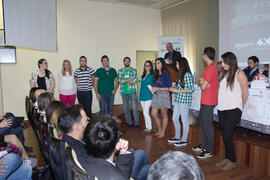 Estudiantes finalistas. Jornada de clausura del I Concurso de Creación de Empresas. Facultad de Ciencias Económicas y Empresariales. Málaga. Mayo de 2015