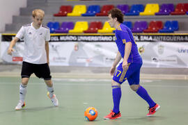 Partido Alemania contra Ucrania. 14º Campeonato del Mundo Universitario de Fútbol Sala 2014 (FUTSAL). Antequera. Julio de 2014
