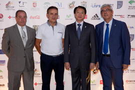 Entrega de premios, de parte de FISU, de la Universidad de Málaga, del ayuntamiento de Antequera y del Comité Organizador. 14º Campeonato del Mundo Universitario de Fútbol Sala 2014 (FUTSAL). Antequera. Julio de 2014