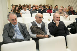 Asistentes a la conferencia "El tiempo del Quijote", del Catedrático de Historia Económica Juan Francisco Zambrana. Sala de Conferencias del Museo Carmen Thyssen. Marzo de 2016