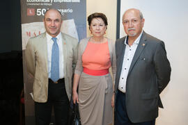 Eugenio Luque, Magdalena Álvarez y Diego Rodríguez. IV Tribuna Ateneo UMA. Ateneo de Málaga. Junio de 2015