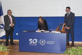 Toma de posesión de María José Márquez Ballesteros como profesora titular del Área de Urbanística y Ordenación del Territorio de la Universidad de Málaga. Toma de posesión de nuevos catedráticos y profesores titulares de la Universidad de Málaga. Paraninfo. Noviembre de 2023